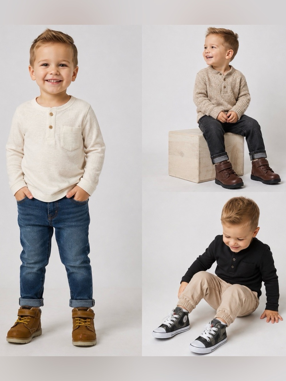 Toddler Boys Shoes Bundle 3 Pairs Brown Black High Tops Size 6-6.5